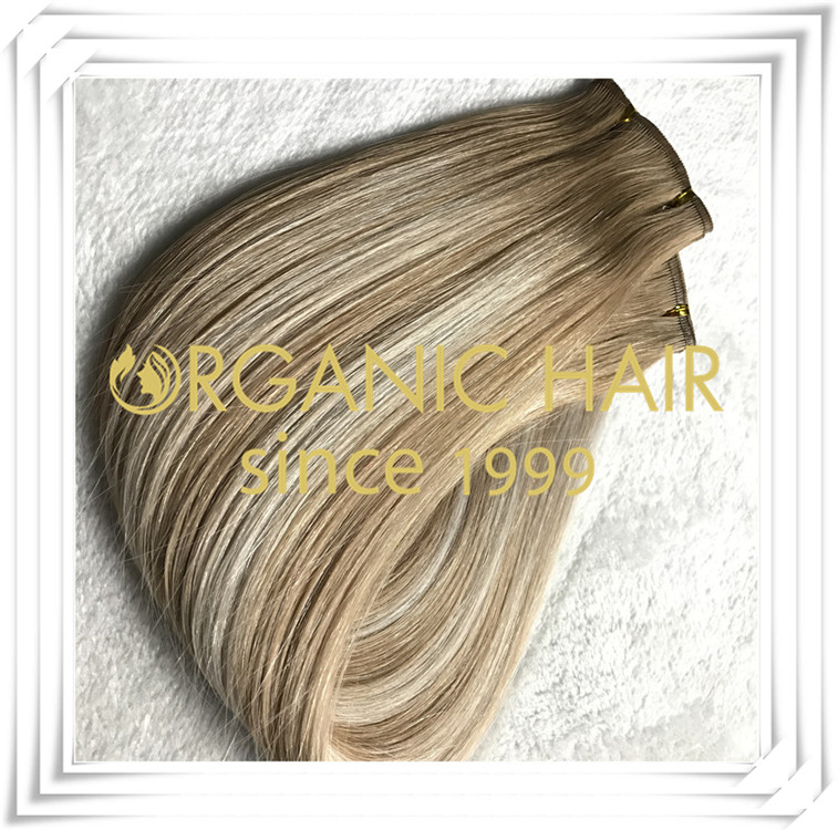 Flat weft custom color top quality hair extension C008